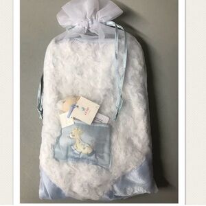 Baby GUND Vintage Giraffe New Beginnings Baby Blanket & Rattle Blue Lovey Y2K